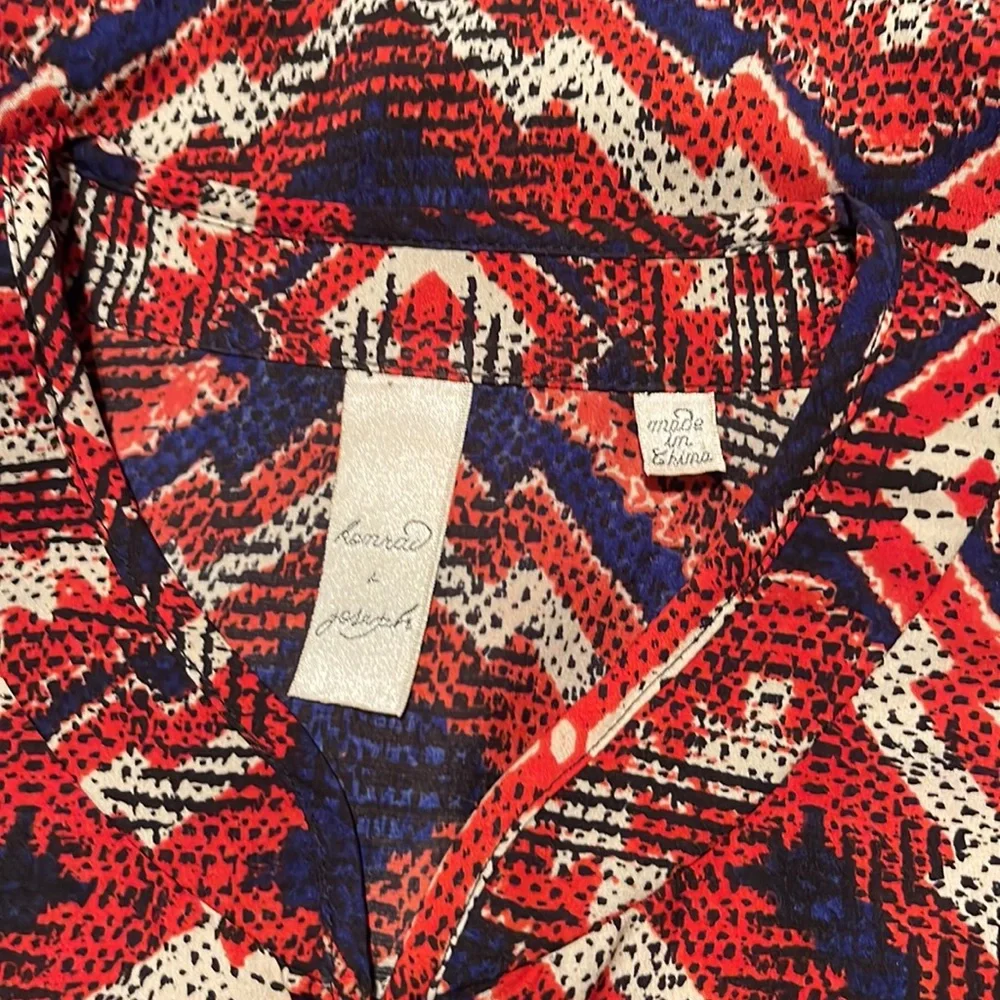 Anthropologie Konrad & Joseph Boho Geometric Peasant Blouse Red Small